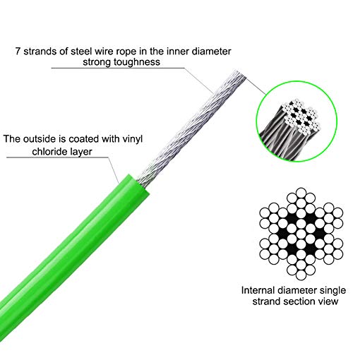25ft Dog Tie Out Cable Galvanized Steel Wire Rope with PVC Coating for Medium Dogs up to 396Ibs, Green Gecko 25ft Dog Tie Out Cable Galvanized Steel Wire Rope with PVC Coating for Medium Dogs up to 396Ibs, Green Gecko