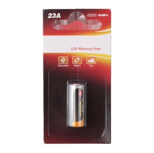 Pila alcalina 23A 12V, 1 Unidad, Ideal para Dispositivos electrónicos, mandos a Distancia y Juguetes.