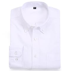 Cotton Mens Shirt Casual Solid Long Sleeve Business Men Dress Shirts Leisure with Front Pocket Regular Fit