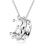 BEAUTY CROWN Charm 925 Sterling Silver Crystal Necklace Pendant Retro and Fashion Style Jewelry For Women