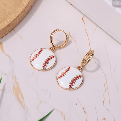 Baseball Dangle Earrings, Stylish Baseball Shape Loop Earrings Sport Ball Earring Dangling Astros Accessories Sport Player Jewelry Gifts Delicate Dangle Earring for Women Mom3