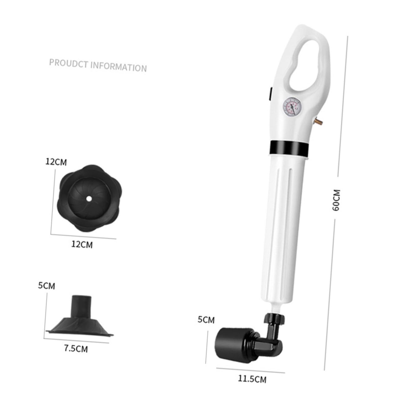 Ventouse pour Déboucher Toilettes Blanc en Plastique Flexible de Toilette