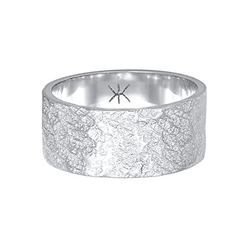 Kuzzoi Anillo para Hombre de Plata de Ley 925, Forjado a Mano Macizo, Aspecto Envejecido, Estructura Rústica Pulida (9 mm)