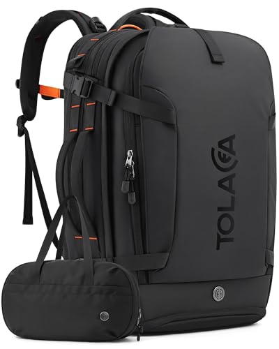 Tolaccea Travel Laptop Backpack, TSA Friendly Flight Approved Carry-on Business Rucksack Work Backpack with Extra Toiletry Bag, Dual Storage for 17.3