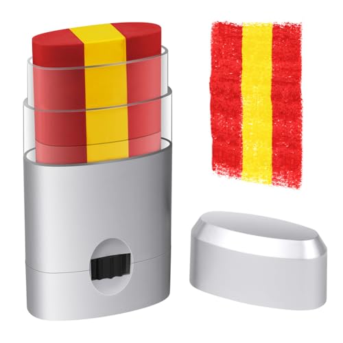 AOOWU Pintacaras bandeira Espanha, pintura facial cuidado com bandeira de Espanha, as cores da bandeira de Espanha para eventos desportivos, copa do mundo, campeonato europeu, carnaval