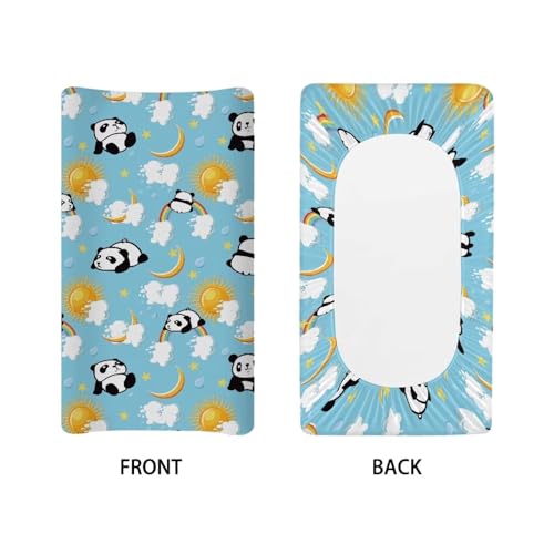 Image of Cute Panda Changing Pad Cover Infant Newborn Changing Table Covers Boys Girls Diaper Table Change Mat Sheet Cover Soft Washable