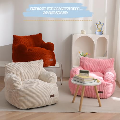 Image of MAXYOYO Kids Bean Bag Chair, Stuffed Bean Bag Sofa, Orange, Standard | Bean Bag Chair for Boys and Girls, Lazy Sofa with Pocket Floor Chair for Gaming, Reading