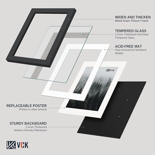 Image of VCK 24x36 Frame 5 Pack, Black Exclusive Wood 20x30 Mat, for Picture