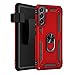 SaharaCase Military Kickstand Series Case Cover for Samsung Galaxy S22+ 6.6 Inch (2022) - Holder/Kickstand/Belt Clip - Rugged Protection Anti-Slip Grip Slim Fit (Red)