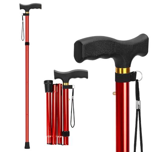 supregear Bastón Plegable - Altura Ajustable, Ligero y Portátil, Ayuda de Movilidad para Caminar con Estabilidad, para Hombres y Mujeres, Rojo supregear Bastón Plegable - Altura Ajustable, Ligero y Portátil, Ayuda de Movilidad para Caminar con Estabilidad, para Hombres y Mujeres, Rojo