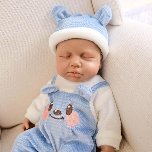 RXDOLL 30,5 cm Full Solid Silikon Mini Babypuppe Schwarz Junge Afroamerikanisch Realistische Reborn Babypuppen Silikon Ganzkörper Anatomisch Korrekte Micro Neugeborene Puppe – Bild 4