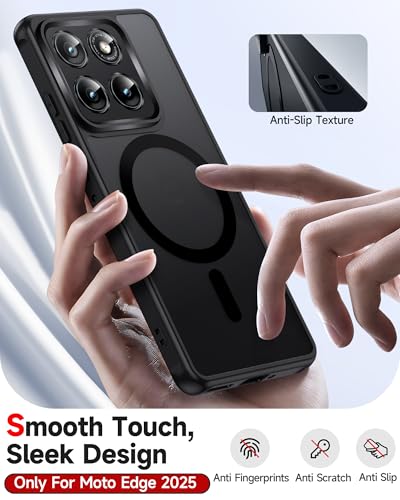 LeYi for Motorola Edge-2025 Case [Mag-Safe Fit] Soft-Touch Textured, Black - image 2