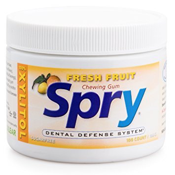 Spry Xlear spry xylitol gum, fresh fruit, 100 count - great tasting natural chewing gum that is aspartame free, promotes oral health, and fights bad breath (2 pack)