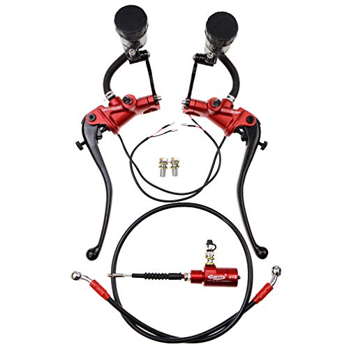 GOOFIT 7/8" 22 mm universal moto modificada travão hidráulico cilindro mestre bomba hidráulica conjunto de alavancas de embraiagem com depósitos de fluido vermelho