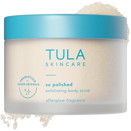 TULA Skin Care So Polished Exfoliating Body Scrub - Gently Exfoliates with Prebiotics Coconut Oil and Sugar for Reviving Exfoliation and Glow 0.44 lb