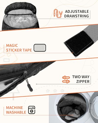 Sportneer Sleeping Bag Camping Sleep Bags: Sleeping Bags for Adults & Kids Sleeping Bag 3-4 Season Warm Lightweight Compact Sleep Bag for Adult Girls Boys - Image 5