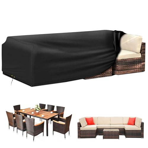 Funshot Garden Furniture Covers Waterproof, 280x204x90 cm, Rattan Patio Furniture Cover