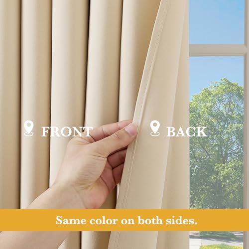 Image of RYB HOME Blackout Thermal Insulated Curtains, Portable Curtain for Sliding Glass Door /Storage /Space Room Divider, Large Window Treatment Room Divider Panel, W80 x L84, Biscotti Beige, 1 Panel