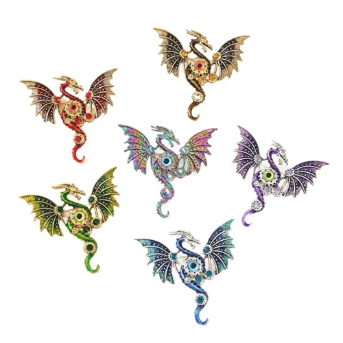 Broches dragon et ptérosaure en émail lot de 6 épingles punk