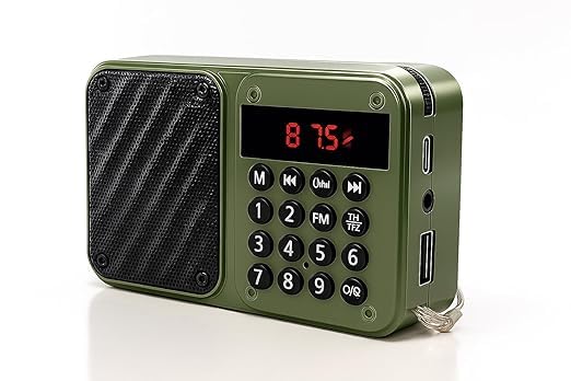 Image of M7 Pocket Blast FM Radio with Bluetooth Speaker with Powerful Sound, 6w-12 Hours (Tupe C Charging) and Number Pad (AUX, SD Card, USB Input (AUX, SD Card, USB Input) (M-7 Green)