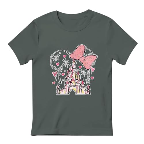 Image of Graphic Shirts for Girls Cute Bow T Shirt Kids Toddler Holiday Tshirt Vacation Trip Summer Tee Cotton Tops