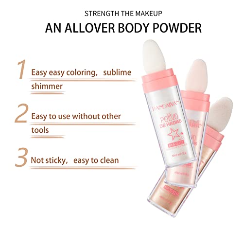 Fairy Highlighter Powder Stick, Body Highlighter Glitter Highlighter Powder Pen Highlighter Makeup Powder Stick For Face Eyes Lips Hair Body Glow Makeup, Magic Colour Shiner Powder