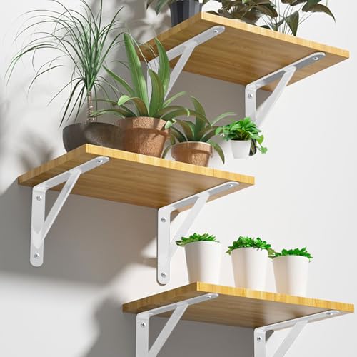 Shelf Brackets 14 Inch, Heavy Duty Shelf Brackets 4 6 8 10 12 14 16 20 Inch, Metal Brackets Heavy Duty for Wall Mount Shelves(White, 14 x 10 Inch-6 Pairs) by Medach - Image 4