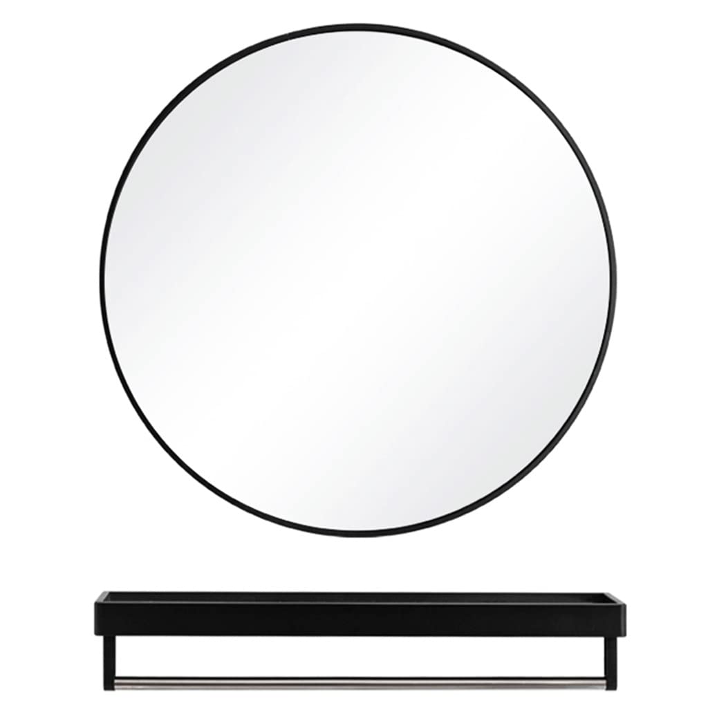 Generico Bathroom Cabinet, Round Bathroom Mirror with Shelf Wall Mount for Bathroom with Mirror in Home and Kitchen (Black 50 cm)