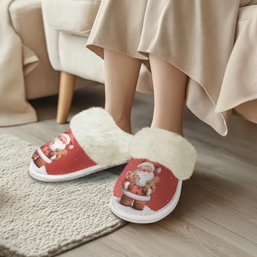 Women Fuzzy Slippers Size 5-13 Indoor Fluffy Bedroom House Shoes Men's Warm Winter House Cotton Slippers2
