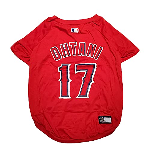 Image of MLBPA SHOHEI OHTANI #17 TEE Shirt for Dogs & Cats. MLB Los Angeles Angels Dog T-Shirt, X-Large | Sports Dress for Pets | Licensed Sporty Dog Shirt.
