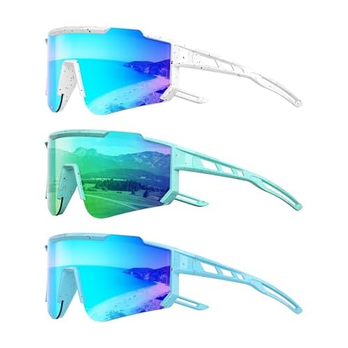 Kids Polarized Baseball Sunglasses - Youth Softball Cycling Sports Sunglasses for Boys Girls Ages 3-12 UV Protection B08-ice Blue/Green/Ice Blue