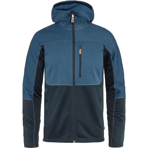 Fjällräven Abisko Men's Hooded Full Zip Fleece - Breathable, Comfortable, Lightweight Fleece Warmth - Hiking, Trekking, Indigo Blue/Dark Navy, X-Large