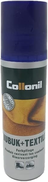 Une vue rapprochée du produit Collonil Velours Nubuck, mettant en évidence sa texture et son emballage.