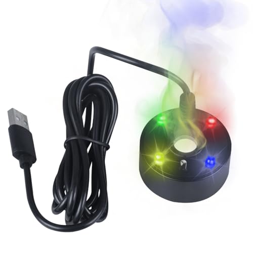 MiOYOOW Aquarium Nebelmaschine, Ultraschall Nebler Vernebler, USB LED Farbwechsel Nebelgerät mit Wassermangelschutz für Brunnen Teich Aquarium Halloween Weihnachten