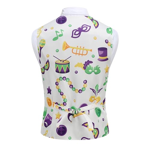 Image of GRAJTCIN Men's Festive Costume Adult Mardi Gras Vest 3D-Print St Patrick's Day Suit Independence Day Waistcoats