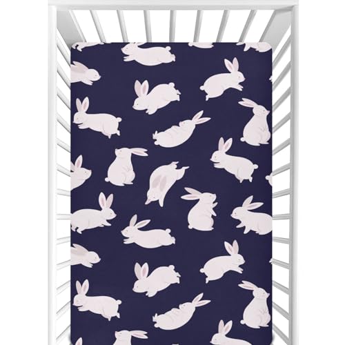 Image of CaTaKu Baby Crib Sheets Funny Cute Bunny Mini Crib Sheets Fitted for Girls Boys,Neutral Soft Toddler Mattress Bed Sheets for Crib,28 inchx 52 inch