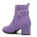 NUMALEO Lavender Womens Fashion Casual Ankle High Buckle Comfort Heeled Solid Round Toe Ankle Adjustable Strap Synthetic Ankle Boot Size 8