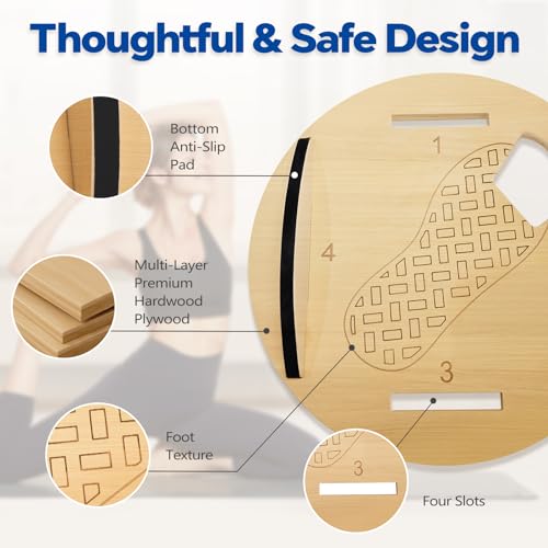 Foot Balance Board for Adults-Wooden Wobble Exercise Balance Board, Round Toes Balance Trainer for Core Training, Physical, Ankle - Image 6