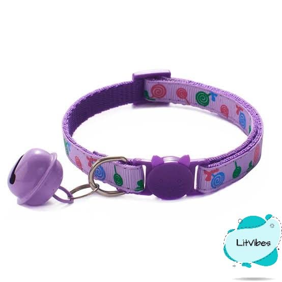 Image of Cat Collar Set Of 3 With Bell,Kitten Kitty & Small Dogs Soft Adjustable Collar,Safe,Breakaway For Cats And Puppies-Red,Purple,Blue (Lollipop Design),?14 cm,W 2 cm