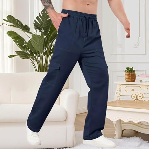 Men's Loose Workout Cargo Pants Casual Smocked Waist Hiking Jogger Outdoor Sweatpants Training Trousers with Pockets4