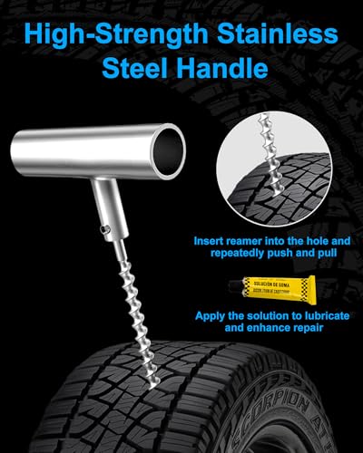 Image of Tire Repair Kit with Plugs, Tire Plug Kit Heavy Duty Professional for Car, ATV, Motorcycle, Truck, Flat Tire Emergency Repair (Boxed Type - 16 PCs)