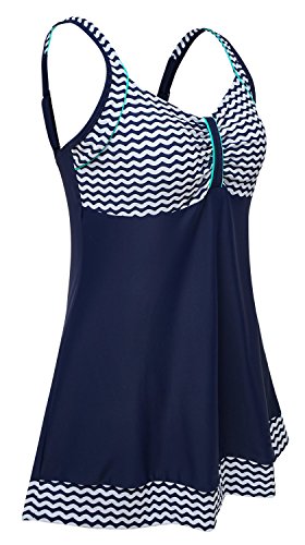 DANIFY Vintage Sailor Pin Up Swimsuit Retro One Piece Skirtini Cover Up Swimdress Tummy Control Bathing Suit2