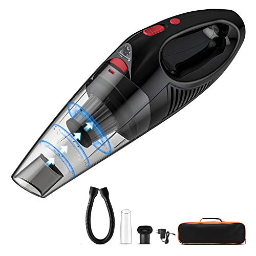 Patiszon Aspirabriciole Senza Fili Potente Aspirapolvere Portatile bagnato e asciutto Batteria Li-ion da 120W(Max) Metallico Filtri, Ideale per Casa e Auto(Secco 600ml / Umido 100ml)