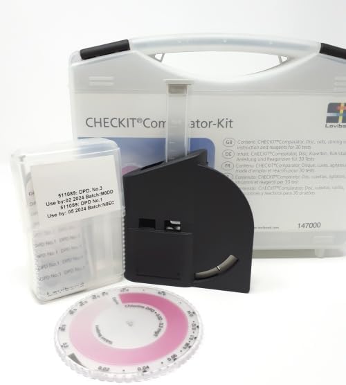 Lovibond - CHECKIT Comparator Chlorine Test Kit | Range 0.02-0.3 mg/L Cl2 | Ideal for Pools & Aquaculture | Includes DPD Discs & Reagents | Portable Water Testing Solution