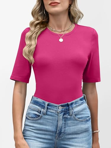 Image of ANRABESS Womens Half Sleeve Tops Crewneck Shirts Basic Fit Work Tee