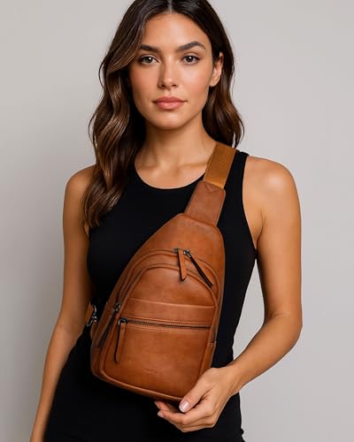 Image of Alldaily Large Sling Bag for Women Crossbody Purse Leather Fashionable Trendy Chest Bag for Travel, Fanny Pack (Brown)