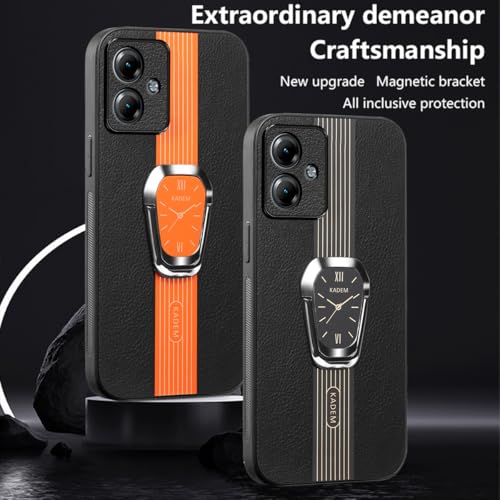 DESSEN Phone Case for Motorola Moto G14 with Unique Watch Dial Design and Ring Stand Premium Leather Cover Compatible with Magnetic Bracket Shockproof Drop Protection Bumper Shell - Image 2