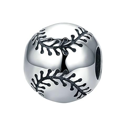 Baseball Sport Collection Real 925 Sterling Silver Sport Baseball Round Ball Beads Fit Charm Bracelet DIY Jewellery S925 Cover