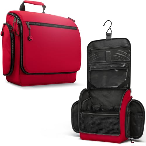 Image of VENTURE 4TH Hanging Travel Toiletry Bag, 18 Compartments - Red