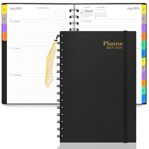 Daily Planner 2025-2026, 18 Month Planner with Tabs, July 2025-December 2026, 2025 Planner Weekly and Monthly Academic Year Calendar,Time Management Manual, 100GSM Thick Paper, A5 Size, Black, Spiral Bound Daily Planner 2025-2026, 18 Month Planner with Tabs, July 2025-December 2026, 2025 Planner Weekly and Monthly Academic Year Calendar,Time Management Manual, 100GSM Thick Paper, A5 Size, Black, Spiral Bound
